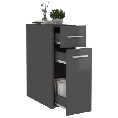 Apothecary Cabinet High Gloss Grey 20x45.5x60 cm Engineered Wood