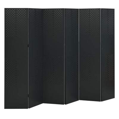 6-Panel Room Divider Black 240x180 cm Steel - Payday Deals