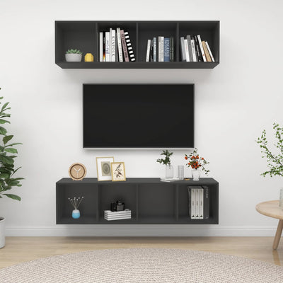 Wall-mounted TV Cabinets 2 pcs Grey Engineered Wood