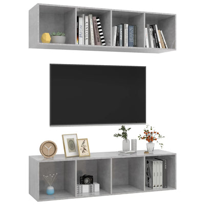 Wall-mounted TV Cabinets 2 pcs Concrete Grey Engineered Wood