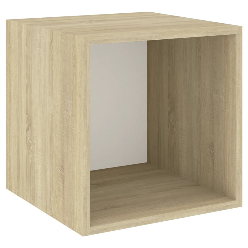 2 Piece TV Cabinet Set White and Sonoma Oak Engineered Wood