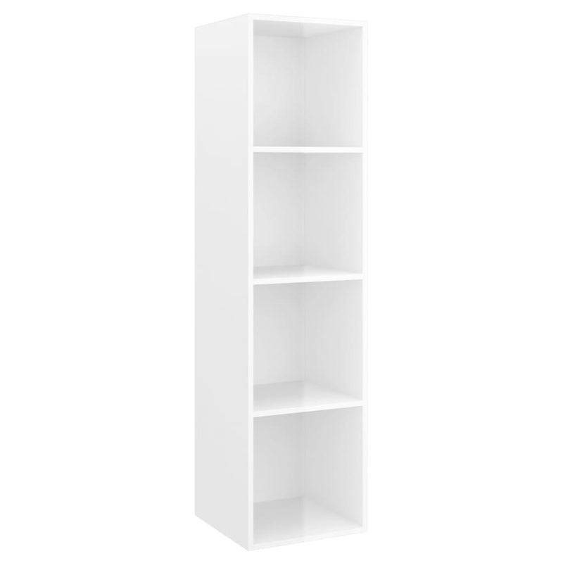 4 Piece TV Cabinet Set High Gloss White Engineered Wood