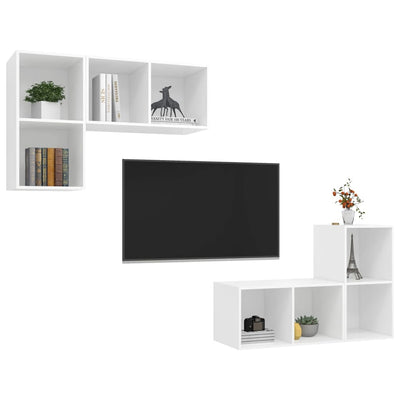 Wall-mounted TV Cabinets 4 pcs White Engineered Wood