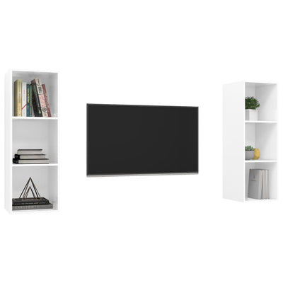 Wall-mounted TV Cabinets 2 pcs High Gloss White Engineered Wood