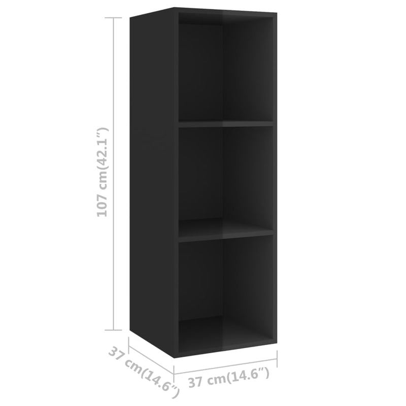 Wall-mounted TV Cabinets 2 pcs High Gloss Black Engineered Wood
