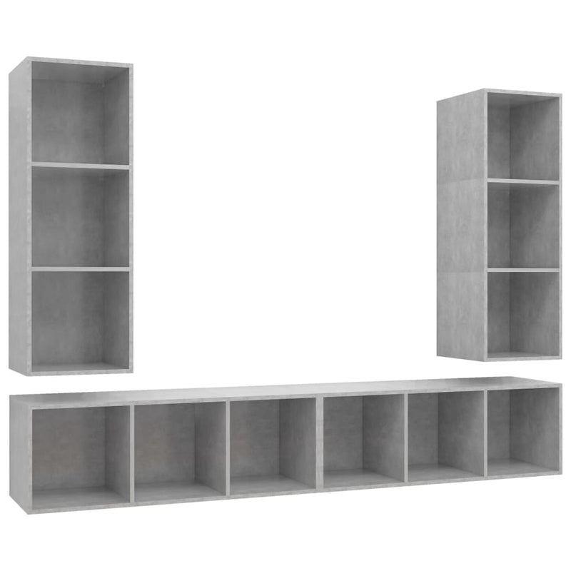 Wall-mounted TV Cabinets 4 pcs Concrete Grey Engineered Wood