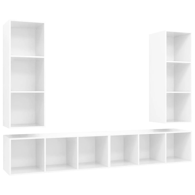 Wall-mounted TV Cabinets 4 pcs High Gloss White Engineered Wood