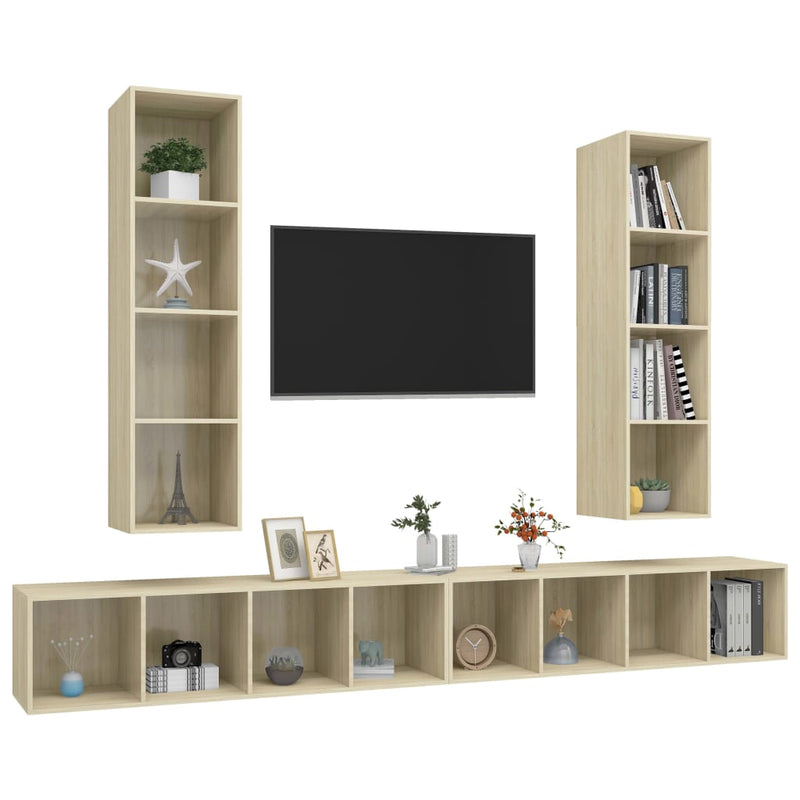 Wall-mounted TV Cabinets 4 pcs Sonoma Oak Engineered Wood