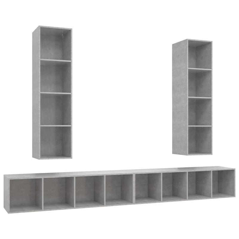 Wall-mounted TV Cabinets 4 pcs Concrete Grey Engineered Wood