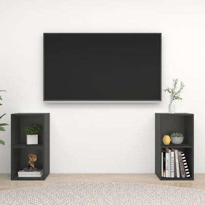 TV Cabinets 2 pcs Grey 72x35x36.5 cm Engineered Wood