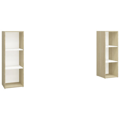 TV Cabinets 2 pcs White & Sonoma Oak 107x35x37 cm Engineered Wood