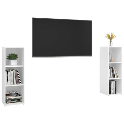 TV Cabinets 2 pcs High Gloss White 107x35x37 cm Engineered Wood