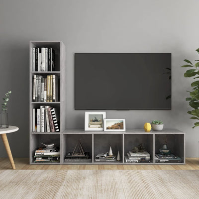 TV Cabinets 2 pcs Concrete Grey 142.5x35x36.5 cm Engineered Wood