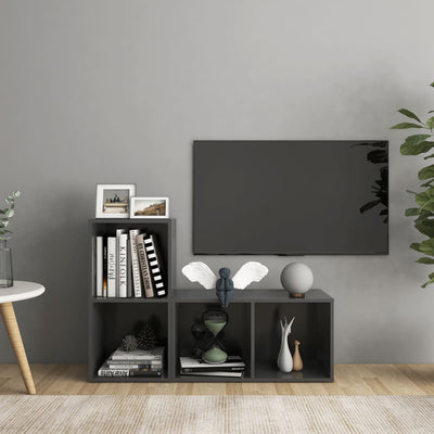 TV Cabinets 2 pcs Grey 72x35x36.5 cm Engineered Wood