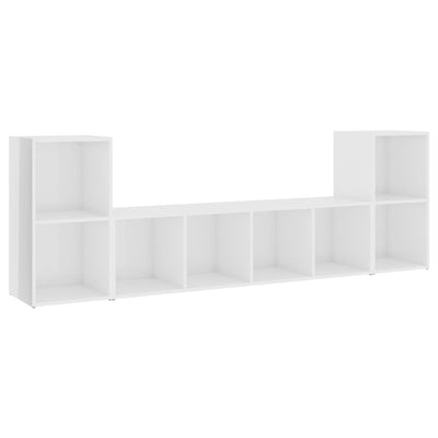3 Piece TV Cabinet Set High Gloss White Engineered Wood