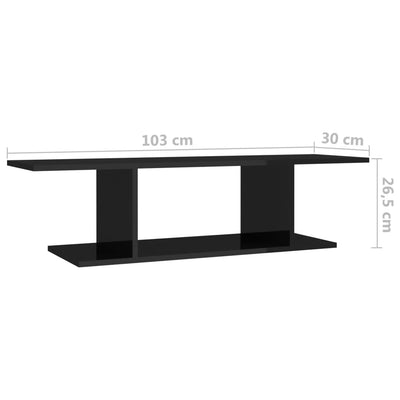 Wall Mounted TV Cabinet High Gloss Black 103x30x26.5 cm - Payday Deals