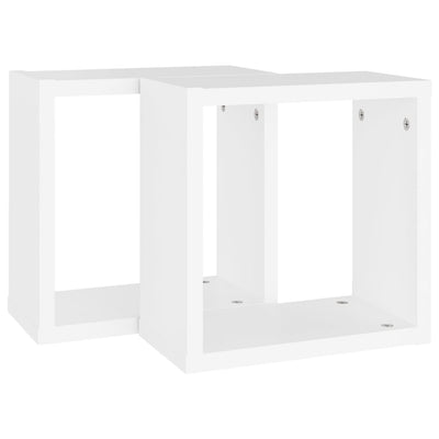 Wall Cube Shelves 2 pcs White 30x15x30 cm