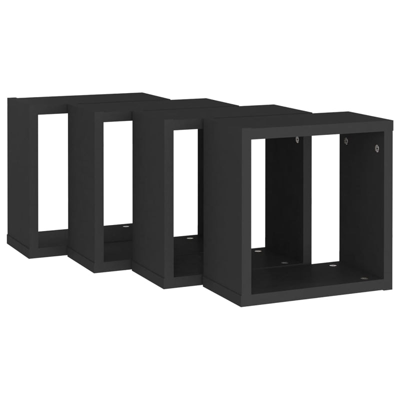 Wall Cube Shelves 4 pcs Black 30x15x30 cm