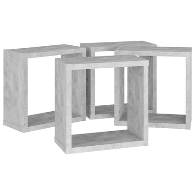 Wall Cube Shelves 4 pcs Concrete Grey 30x15x30 cm