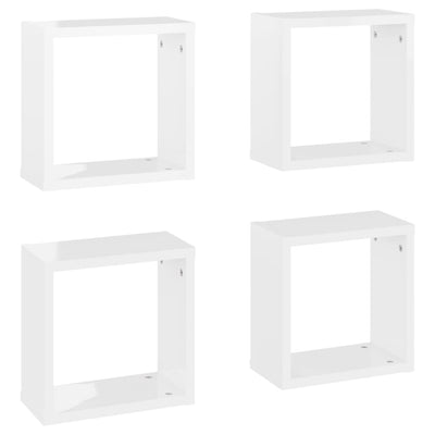 Wall Cube Shelves 4 pcs High Gloss White 30x15x30 cm