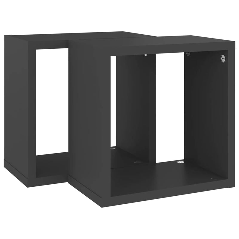 Wall Cube Shelves 2 pcs Grey 26x15x26 cm
