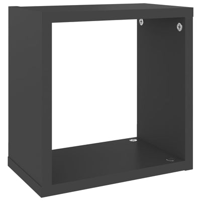 Wall Cube Shelves 2 pcs Grey 26x15x26 cm