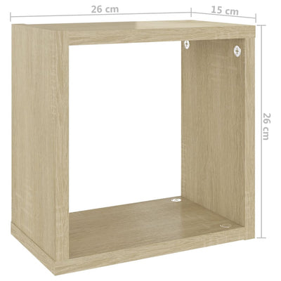 Wall Cube Shelves 2 pcs Sonoma Oak 26x15x26 cm - Payday Deals