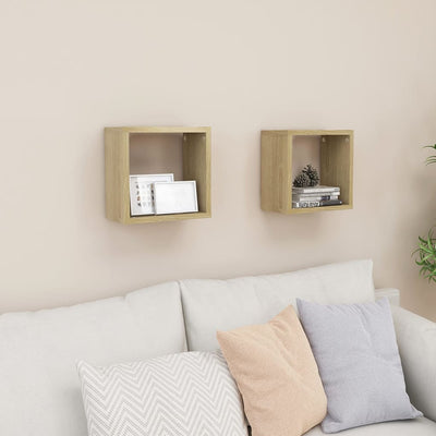 Wall Cube Shelves 2 pcs Sonoma Oak 26x15x26 cm - Payday Deals