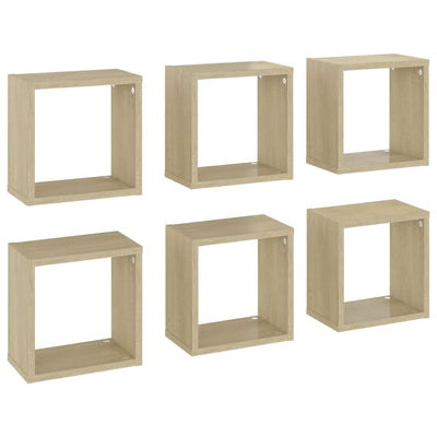 Wall Cube Shelves 6 pcs Sonoma Oak 26x15x26 cm