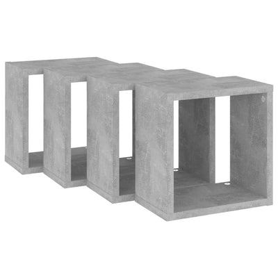 Wall Cube Shelves 4 pcs Concrete Grey 26x15x26 cm