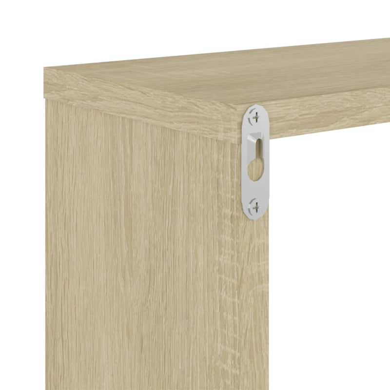 Wall Cube Shelves 4 pcs White and Sonoma Oak 26x15x26 cm - Payday Deals