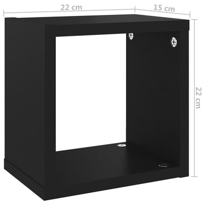 Wall Cube Shelves 4 pcs Black 22x15x22 cm