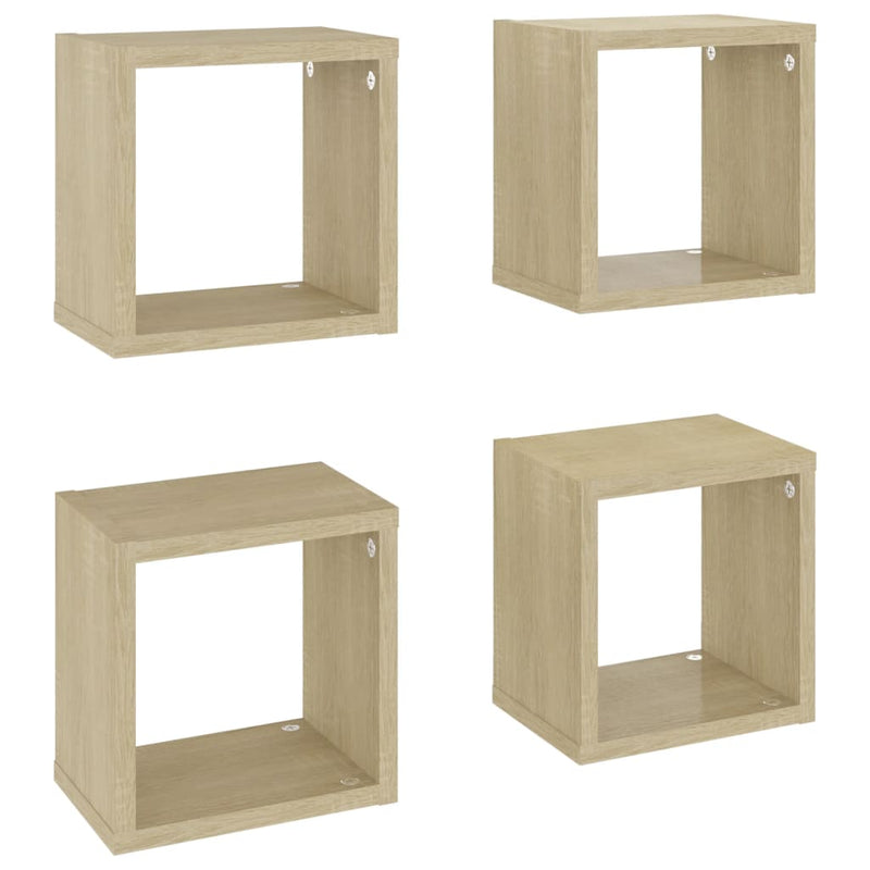 Wall Cube Shelves 4 pcs Sonoma Oak 22x15x22 cm