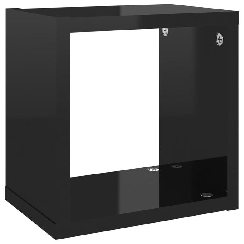 Wall Cube Shelves 4 pcs High Gloss Black 22x15x22 cm
