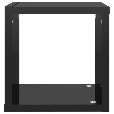 Wall Cube Shelves 4 pcs High Gloss Black 22x15x22 cm