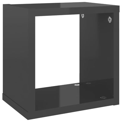 Wall Cube Shelves 6 pcs High Gloss Grey 22x15x22 cm