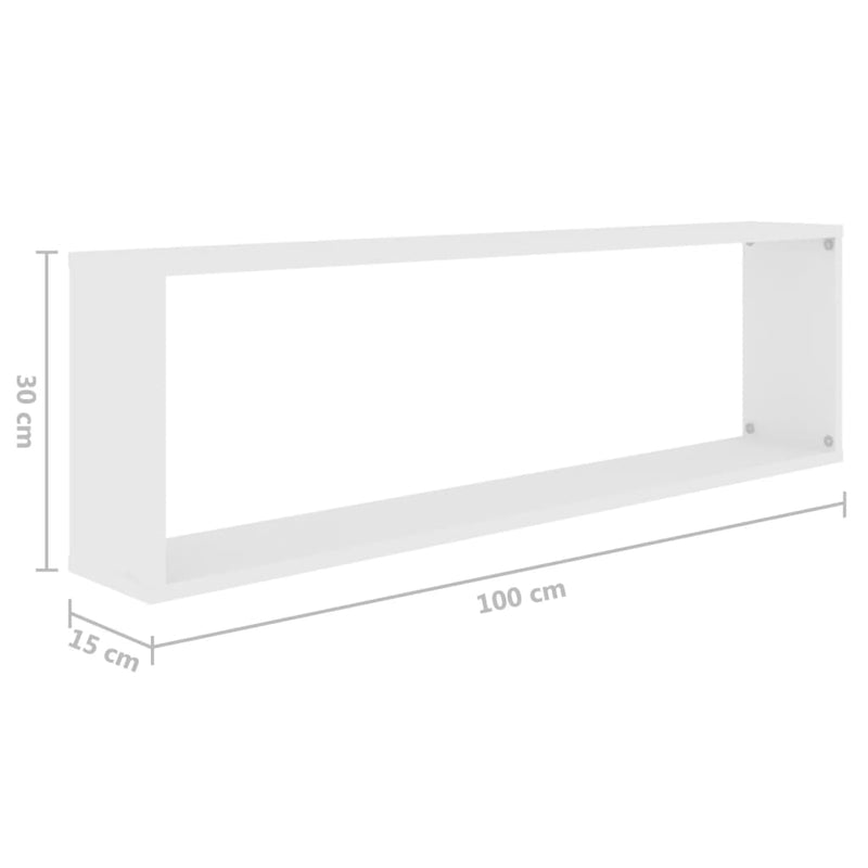 Wall Cube Shelves 4 pcs White 100x15x30 cm Chipboard