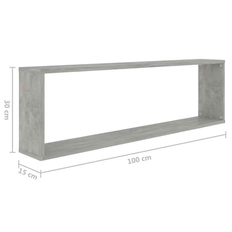 Wall Cube Shelves 4 pcs Concrete Grey 100x15x30 cm Chipboard