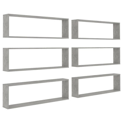 Wall Cube Shelves 6 pcs Concrete Grey 100x15x30 cm Chipboard - Payday Deals