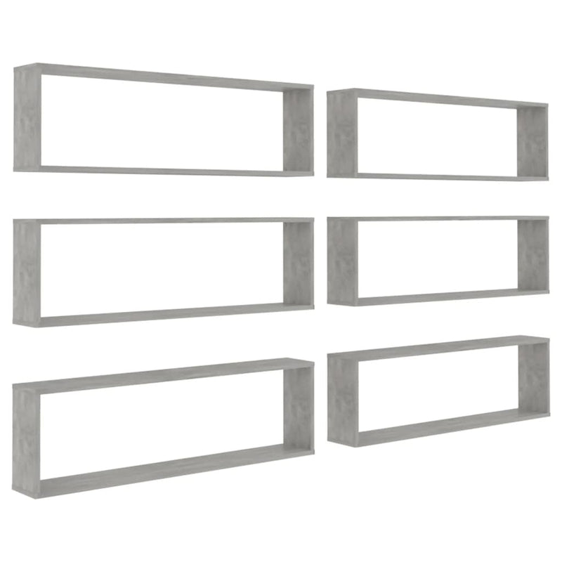 Wall Cube Shelves 6 pcs Concrete Grey 100x15x30 cm Chipboard - Payday Deals