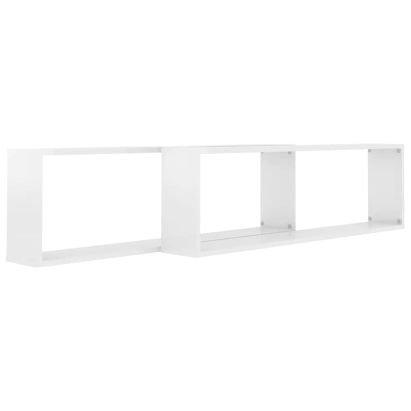 Wall Cube Shelves 2 pcs High Gloss White 100x15x30 cm Chipboard - Payday Deals