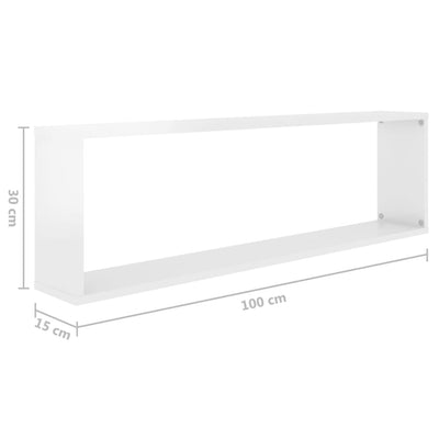 Wall Cube Shelves 4 pcs High Gloss White 100x15x30 cm Chipboard