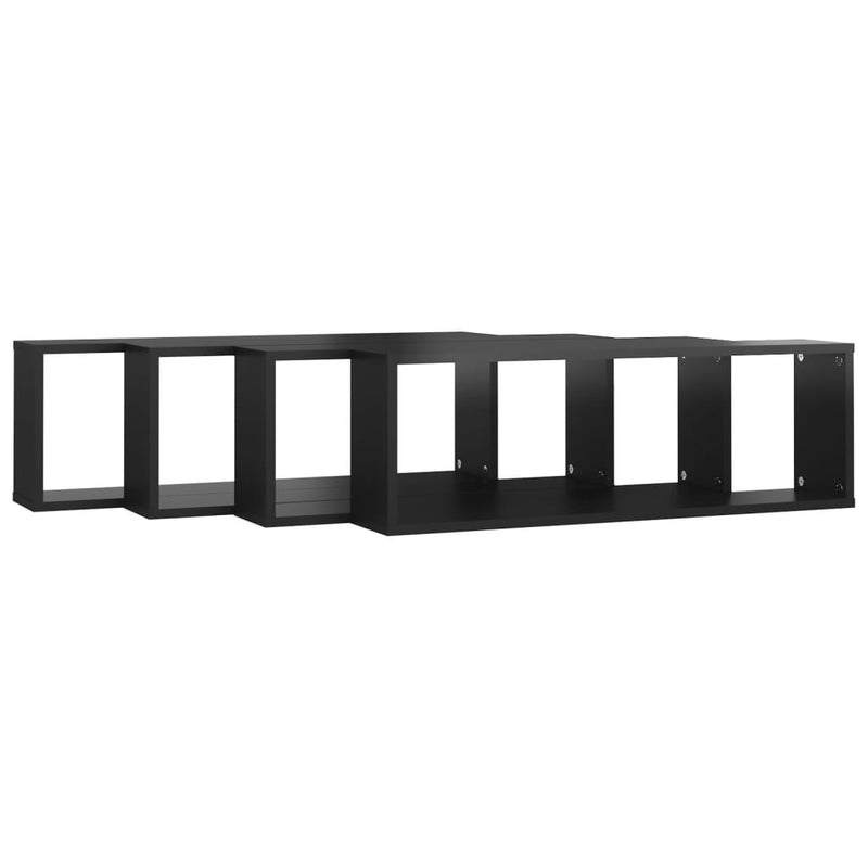 Wall Cube Shelves 4 pcs High Gloss Black 80x15x26.5cm Chipboard - Payday Deals