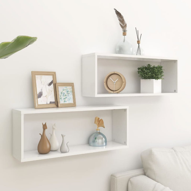 Wall Cube Shelves 2 pcs White 60x15x23 cm Chipboard - Payday Deals