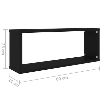 Wall Cube Shelves 2 pcs Black 60x15x23 cm Chipboard - Payday Deals