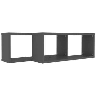 Wall Cube Shelves 2 pcs Grey 60x15x23 cm Chipboard