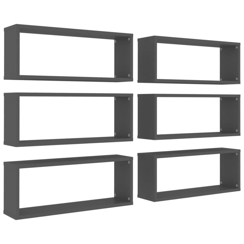 Wall Shelves 6 pcs Grey 60x15x23 cm Chipboard - Payday Deals