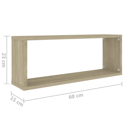 Wall Cube Shelves 2 pcs Sonoma Oak 60x15x23 cm Engineered Wood