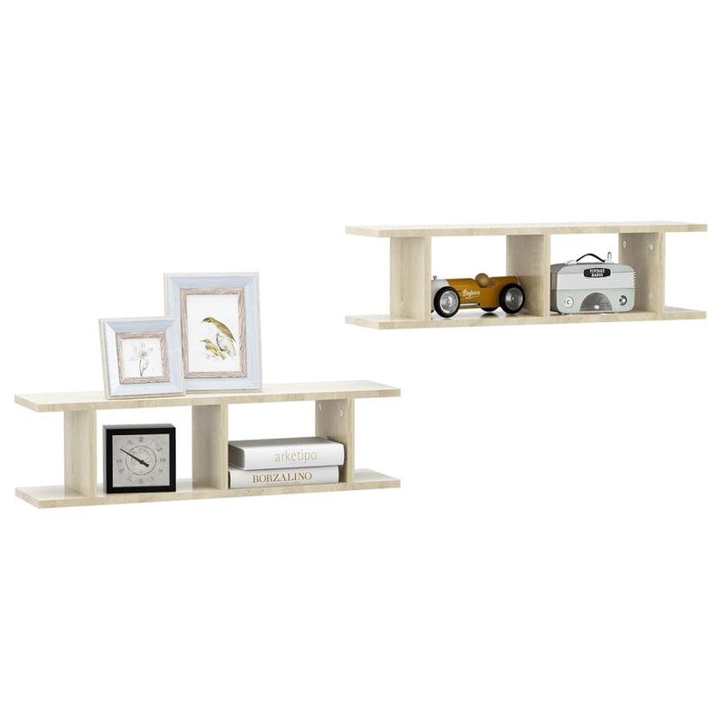 Wall Shelves 2 pcs Sonoma Oak 78x18x20 cm Chipboard