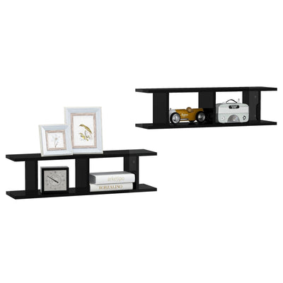Wall Shelves 2 pcs High Gloss Black 78x18x20 cm Chipboard